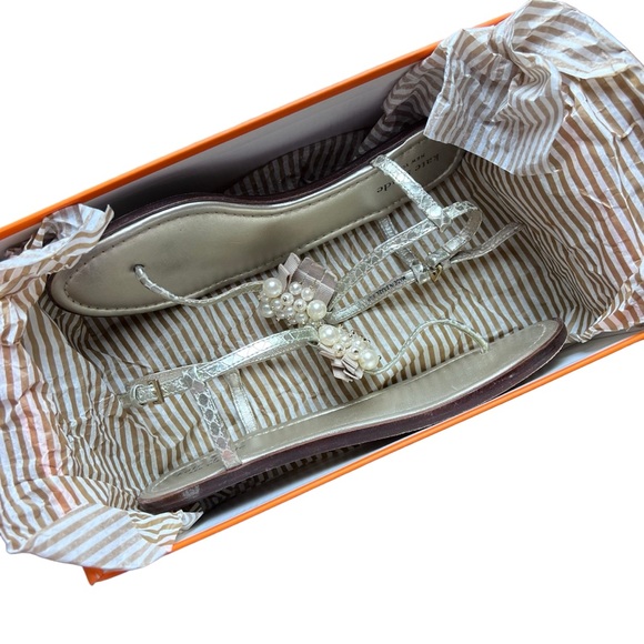 Kate Spade Hedy Thong Sandal Platinum Snake Print Size 8.5 With Box - Picture 8 of 11